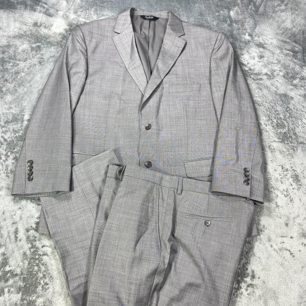 JOS A BANK Traveler Mens Gray Sharkskin Wool Suit 46 S Jacket Blazer 40x27 Pants